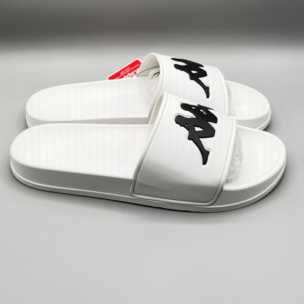 Kappa Authentic Adam 2 Slides White Black Sandals 303GAD0 Mens Size 10.5 US